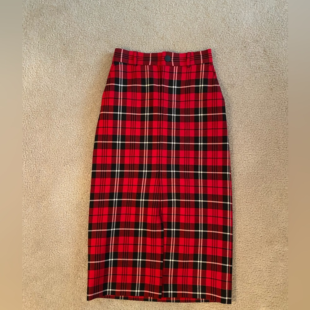 Zara plaid midi skirt